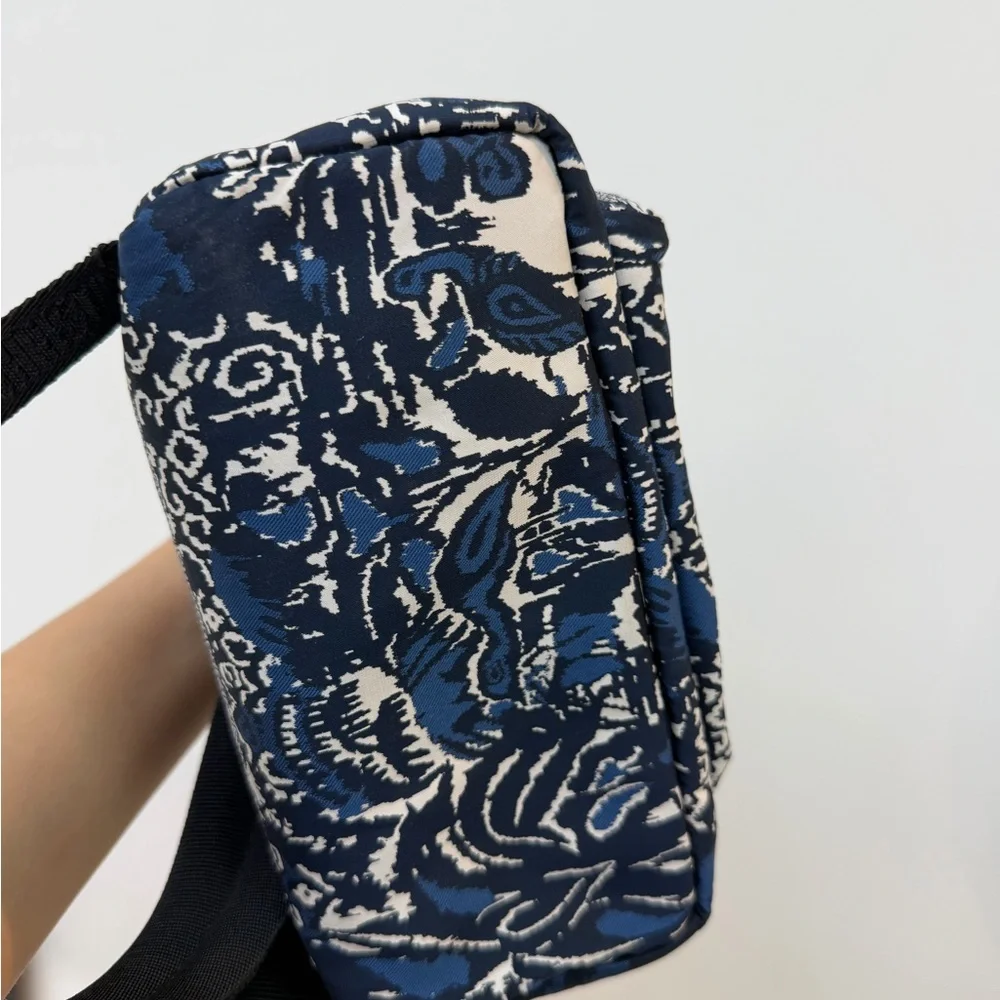 Dior Blue and Ivory Palm-Print Canvas Backpack
